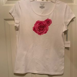 NWT New Kate Hill Roses Graphic Round Neck Top